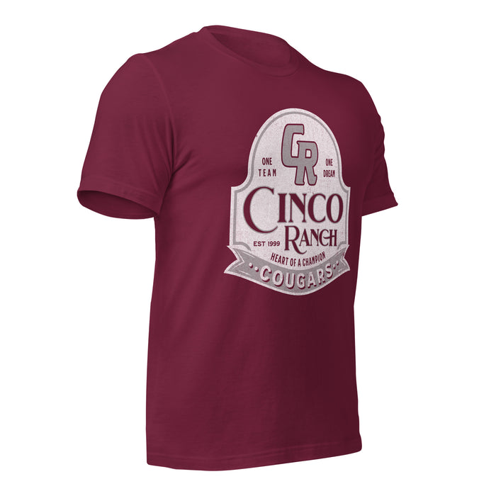 Cinco Ranch High School Cougars Premium Maroon Unisex T-shirt 207b