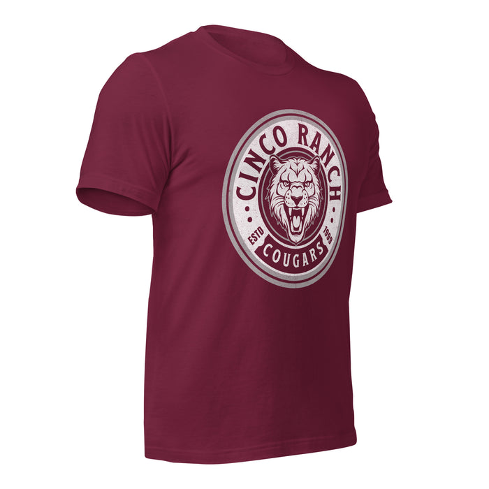 Cinco Ranch High School Cougars Premium Maroon Unisex T-shirt 211b