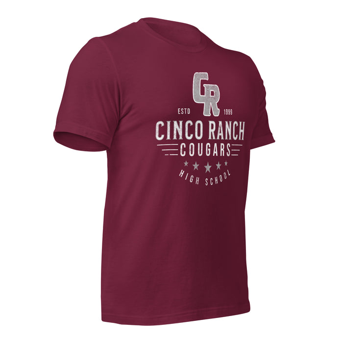 Cinco Ranch High School Cougars Premium Maroon Unisex T-shirt 219b