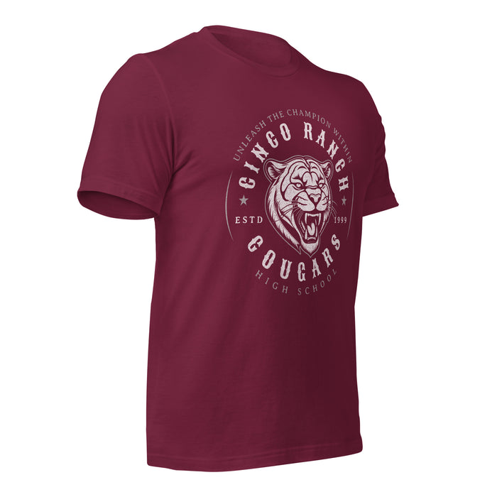 Cinco Ranch High School Cougars Premium Maroon Unisex T-shirt 217b