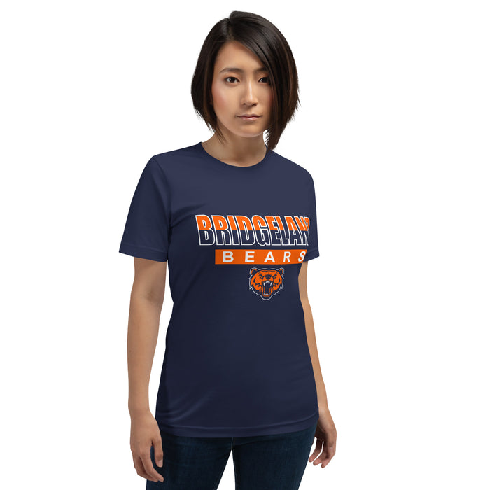 Woman wearing a Bridgeland High School Bears Premium Navy Unisex T-shirt 23