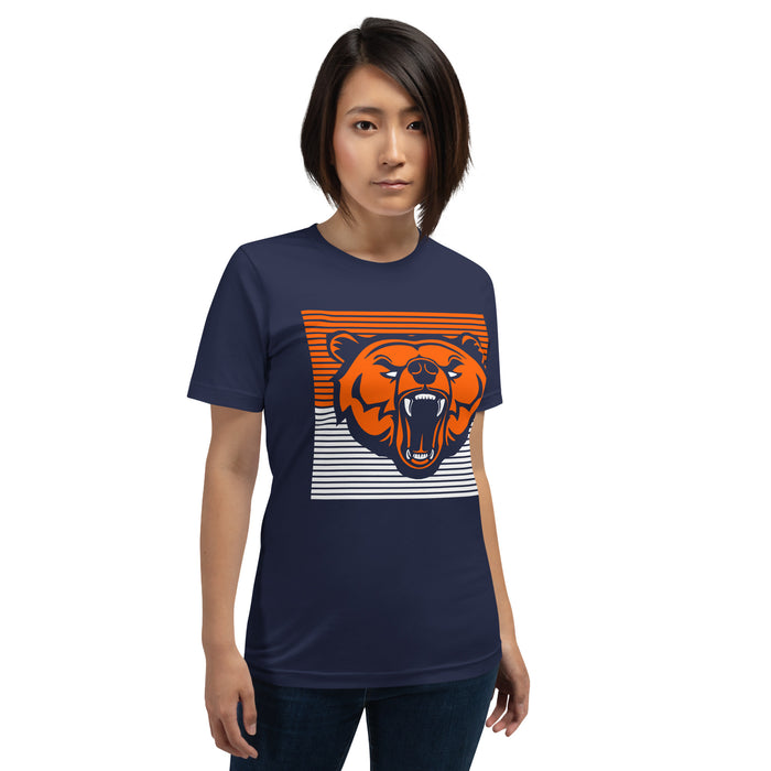 Woman wearing a Bridgeland High School Bears Premium Navy Unisex T-shirt 27