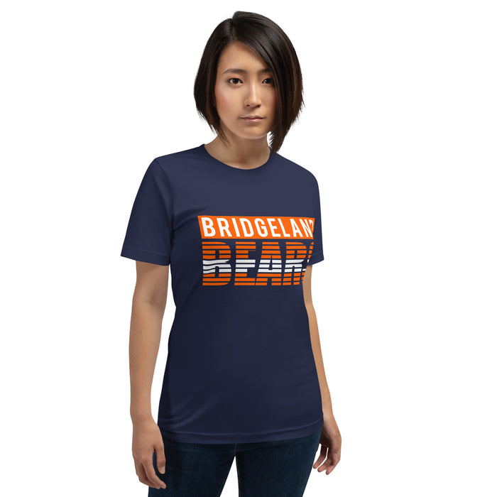 Woman wearing a Bridgeland High School Bears Premium Navy Unisex T-shirt 35