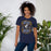 Woman wearing Cypress Ranch High School Mustangs Navy Premium Unisex T-shirt 208