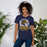 Woman wearing Cypress Ranch High School Mustangs Navy Premium Unisex T-shirt 203