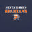 Close-up view of Seven Lakes High School Spartans Navy Premium Unisex T-shirt 222