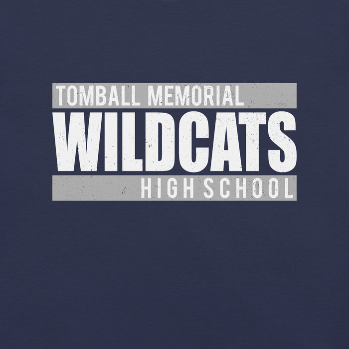 Close-up view of Tomball Memorial High School Wildcats Navy Premium Unisex T-shirt 098