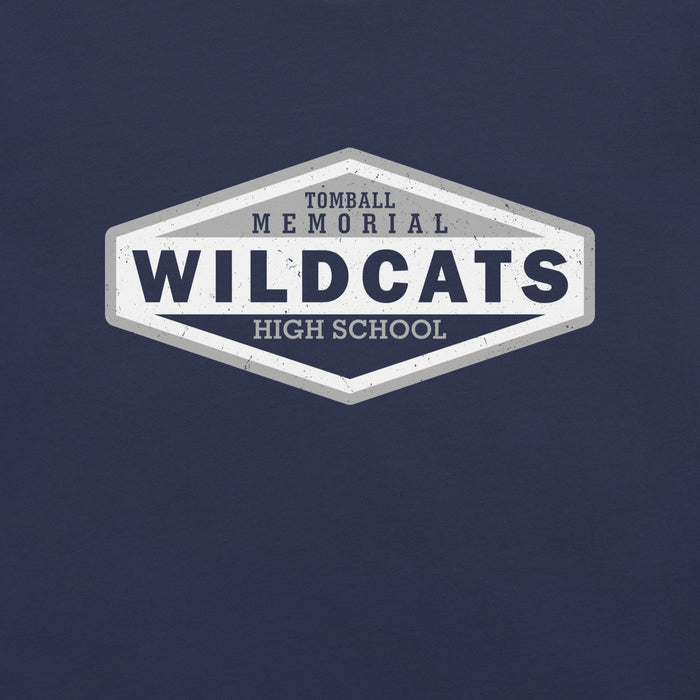 Close-up view of Tomball Memorial High School Wildcats Navy Premium Unisex T-shirt 009