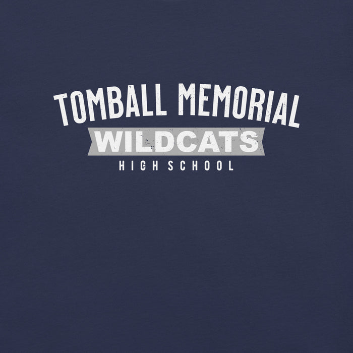 Close-up view of Tomball Memorial High School Wildcats Navy Premium Unisex T-shirt 021