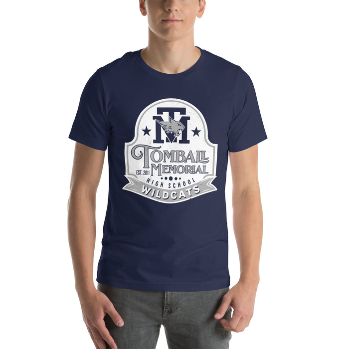 Man wearing Tomball Memorial High School Wildcats Navy Premium Unisex T-shirt 201