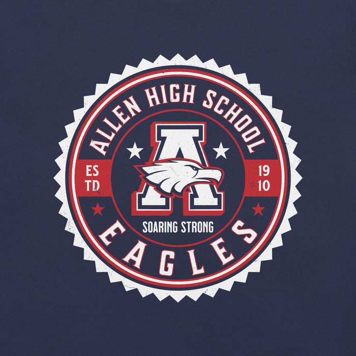 Close-up view up Allen High School Eagles Premium Navy Blue Unisex T-shirt 212