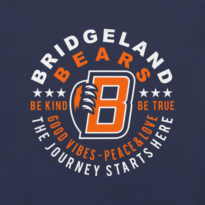 Close-p view of Bridgeland High School Bears Premium Navy Blue Unisex T-shirt 016