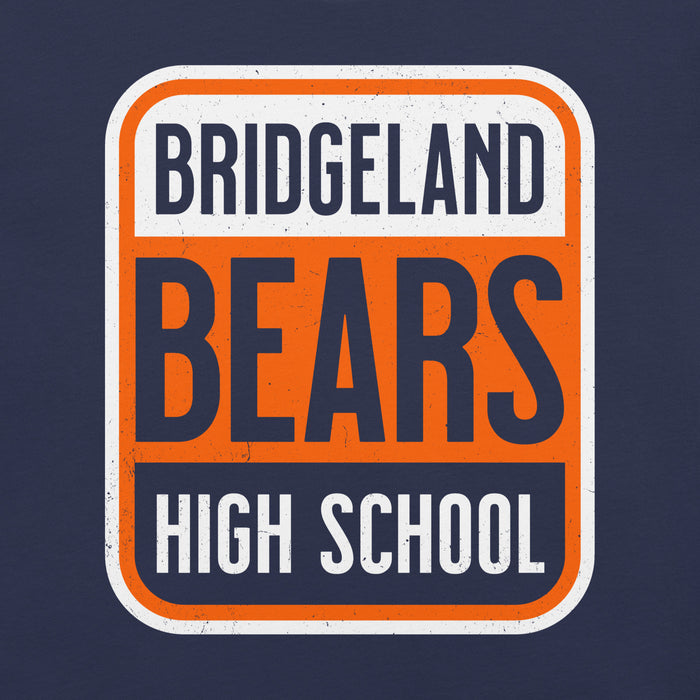 Close-up view of Bridgeland High School Bears Premium Navy Blue Unisex T-shirt 001