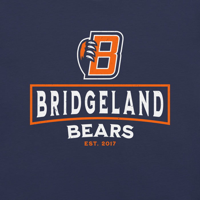 Close-up view of Bridgeland High School Bears Premium Navy Blue Unisex T-shirt 228