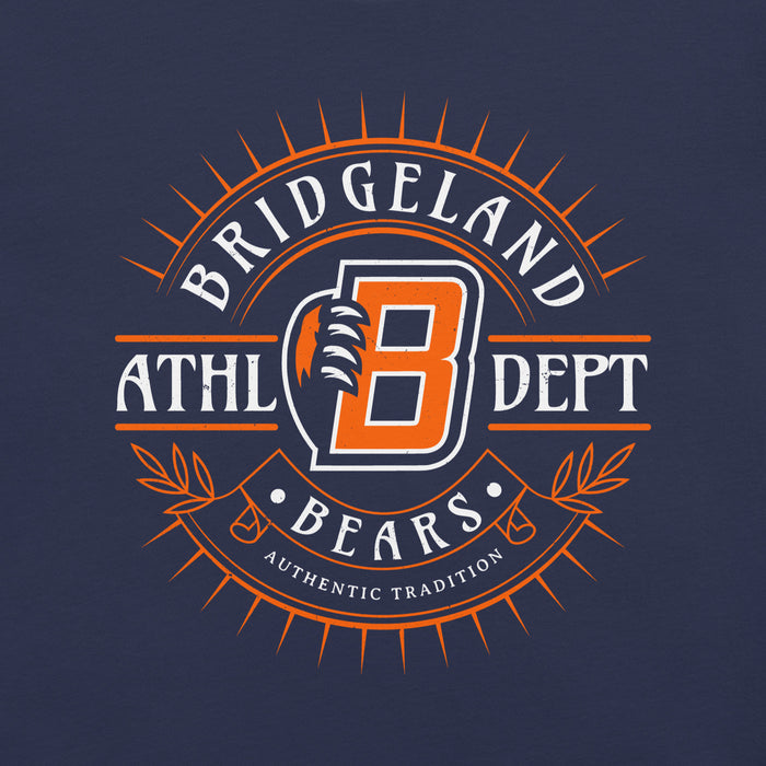 Close-up view of Bridgeland High School Bears Premium Navy Blue Unisex T-shirt 201