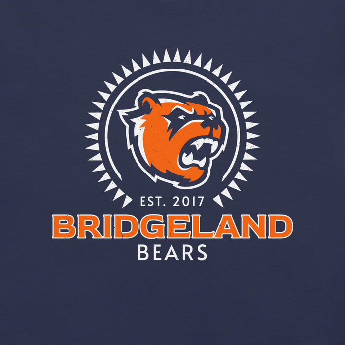 Close-up view of Bridgeland High School Bears Premium Navy Blue Unisex T-shirt 226