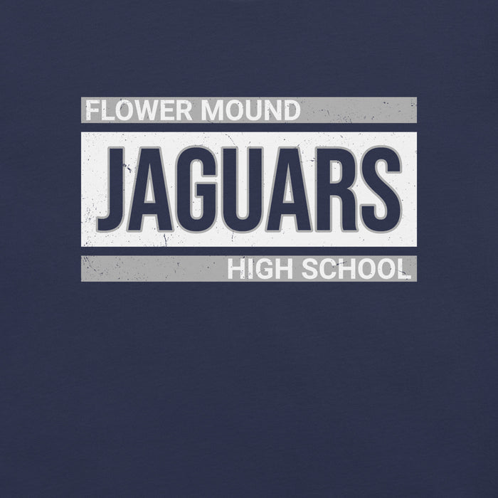 Close-up view of Flower Mound High School Jaguars Navy Blue Premium T-shirt 098