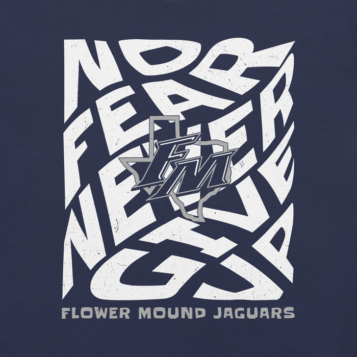 Close-up view of Flower Mound High School Jaguars Navy Blue Premium T-shirt 236