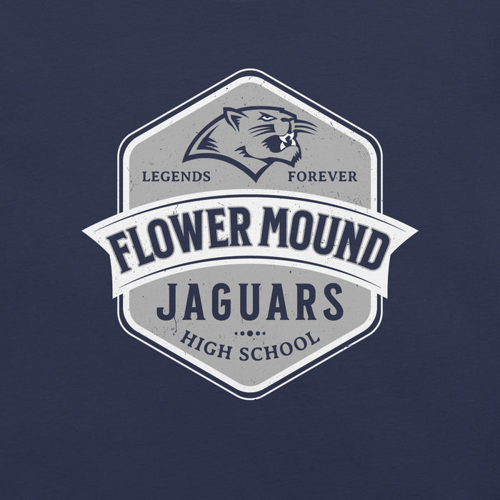 Close-up view of Flower Mound High School Jaguars Navy Blue Premium T-shirt 209