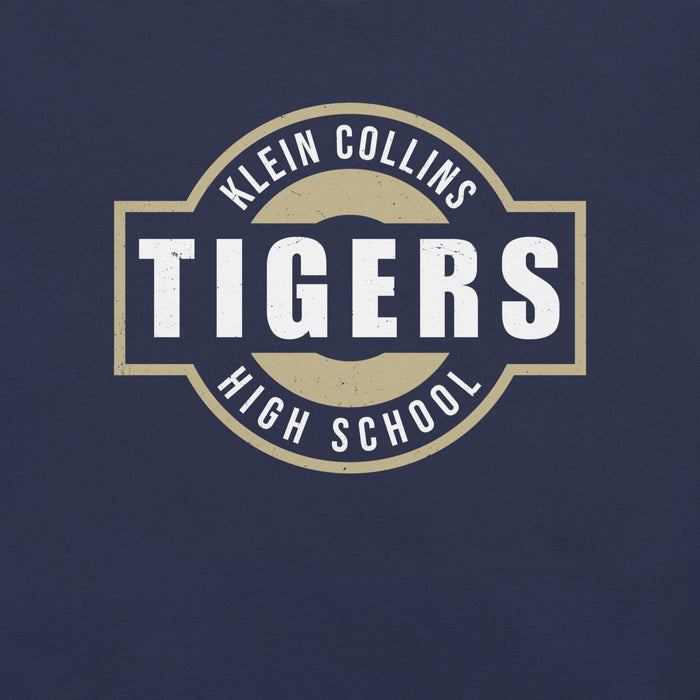 Close-up view of Klein Collins High School Tigers Premium Navy Blue Unisex T-shirt 011