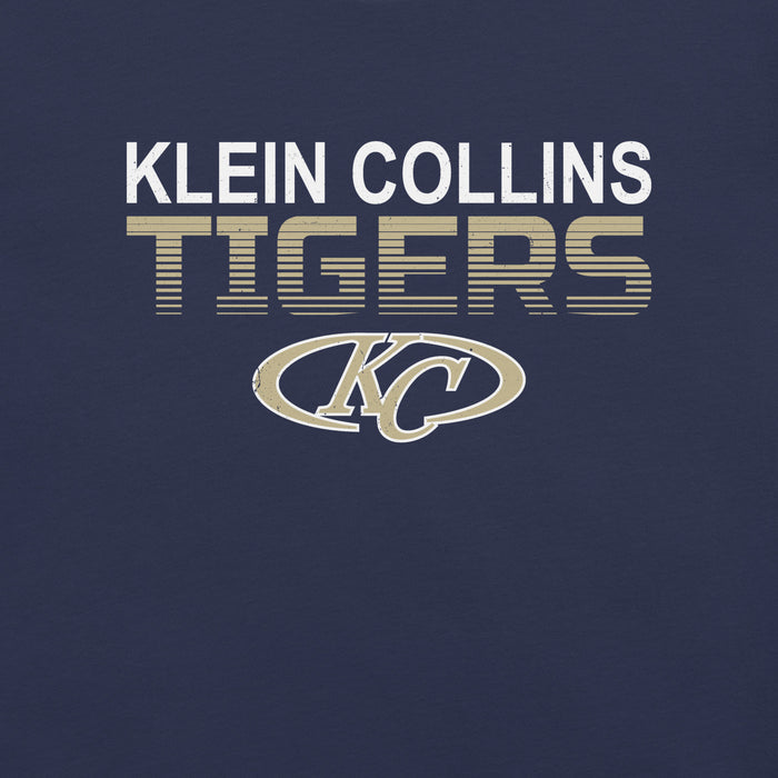 Close-up view of Klein Collins High School Tigers Premium Navy Blue Unisex T-shirt 024