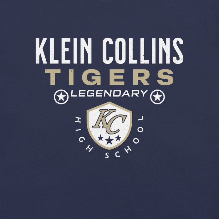 Close-up view of Klein Collins High School Tigers Premium Navy Blue Unisex T-shirt 003