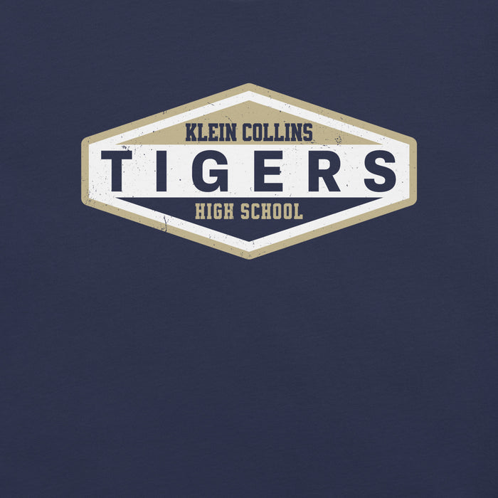 Close-up view of Klein Collins High School Tigers Premium Navy Blue Unisex T-shirt 009
