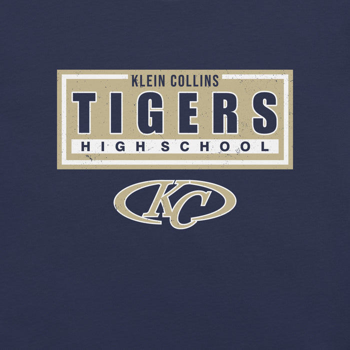 Close-up view of Klein Collins High School Tigers Premium Navy Blue Unisex T-shirt 049