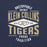 Close-up view of Klein Collins High School Tigers Premium Navy Blue Unisex T-shirt 210