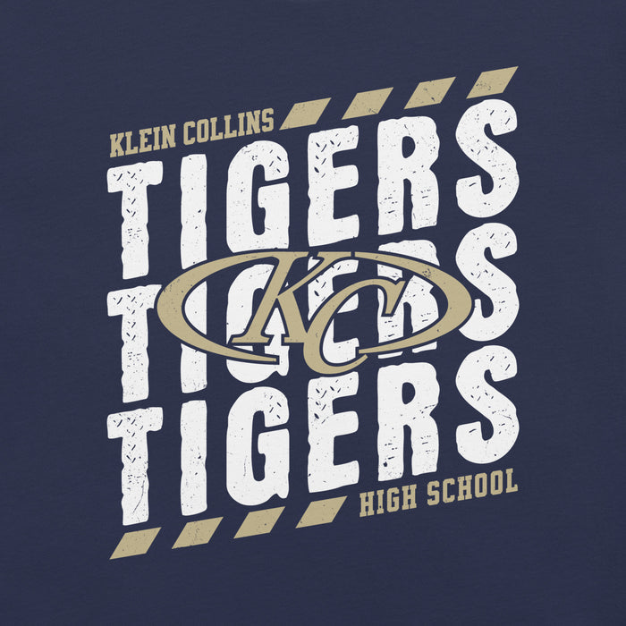 Close-up view of Klein Collins High School Tigers Premium Navy Blue Unisex T-shirt 223