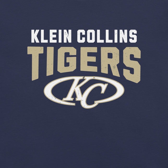 Close-up view of Klein Collins High School Tigers Premium Navy Blue Unisex T-shirt 234