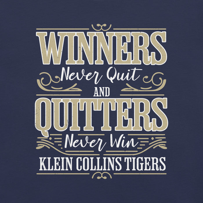 Close-up view of Klein Collins High School Tigers Premium Navy Blue Unisex T-shirt 237