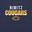 Close-up view of Nimitz High School Cougars Navy Blue Premium Unisex T-shirt 024