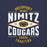 Close-up view of Nimitz High School Cougars Navy Blue Premium Unisex T-shirt 210