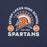 A navy blue graphic print featuring the text 'SEVEN LAKES HIGH SCHOOL' in an arc above a Spartan helmet with an orange sunburst, with 'SPARTANS' below and 'EST 2005' in the center. Seven Lakes High School Spartans Navy Blue Premium Unisex T-shirt 208