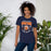 Woman wearing Seven Lakes High School Spartans Navy Blue Premium Unisex T-shirt 204