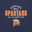 A navy blue graphic print featuring the text 'SEVEN LAKES Allstar SPARTANS ALL DAY EVERY DAY' in white and orange, with a Spartan helmet logo below. Seven Lakes High School Spartans Navy Blue Premium Unisex T-shirt 040