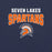 Close-up view of Seven Lakes High School Spartans Navy Blue Premium Unisex T-shirt 234