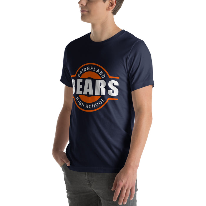 Man wearing a Bridgeland High School Bears Premium Navy Unisex T-shirt 11