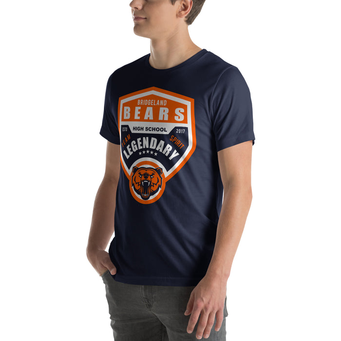 Man wearing a Bridgeland High School Bears Premium Navy Unisex T-shirt 14