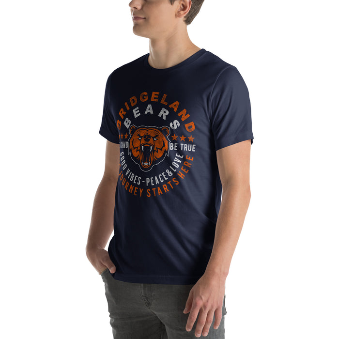 Man wearing a Bridgeland High School Bears Premium Navy Unisex T-shirt 16