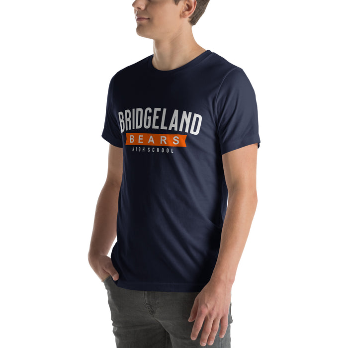 Man wearing a Bridgeland High School Bears Premium Navy Unisex T-shirt 21