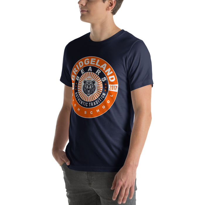 Man wearing a Bridgeland High School Bears Premium Navy Unisex T-shirt 30