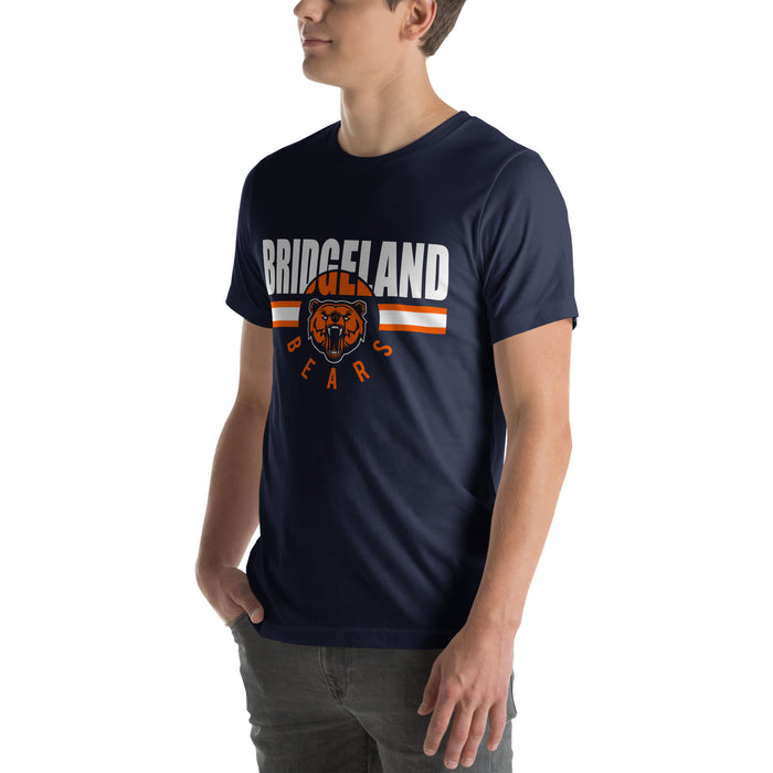 Man wearing a Bridgeland High School Bears Premium Navy Unisex T-shirt 101