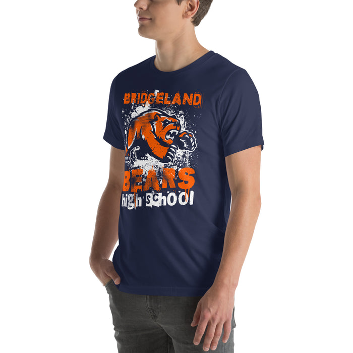 Man wearing Bridgeland High School Bears Premium Navy Blue Unisex T-shirt 205