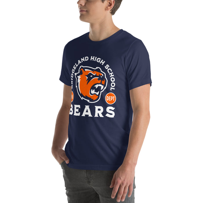 Man wearing Bridgeland High School Bears Premium Navy Blue Unisex T-shirt 208