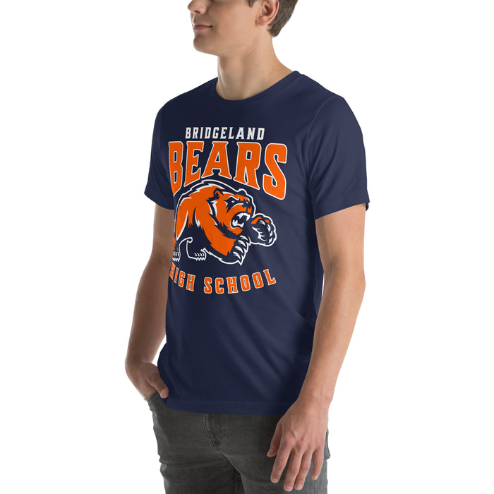 Man wearing Bridgeland High School Bears Premium Navy Blue Unisex T-shirt 213