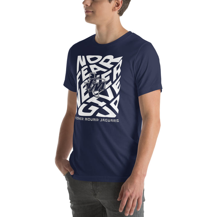 Man wearing Flower Mound High School Jaguars Navy Blue Premium T-shirt 236