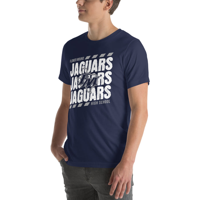Man wearing Flower Mound High School Jaguars Navy Blue Premium T-shirt 223