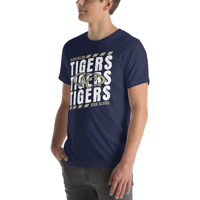 Man wearing Klein Collins High School Tigers Premium Navy Blue Unisex T-shirt 223